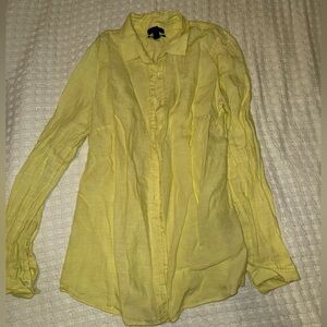 J. Crew 100% Linen Light Yellow Linen Shirt